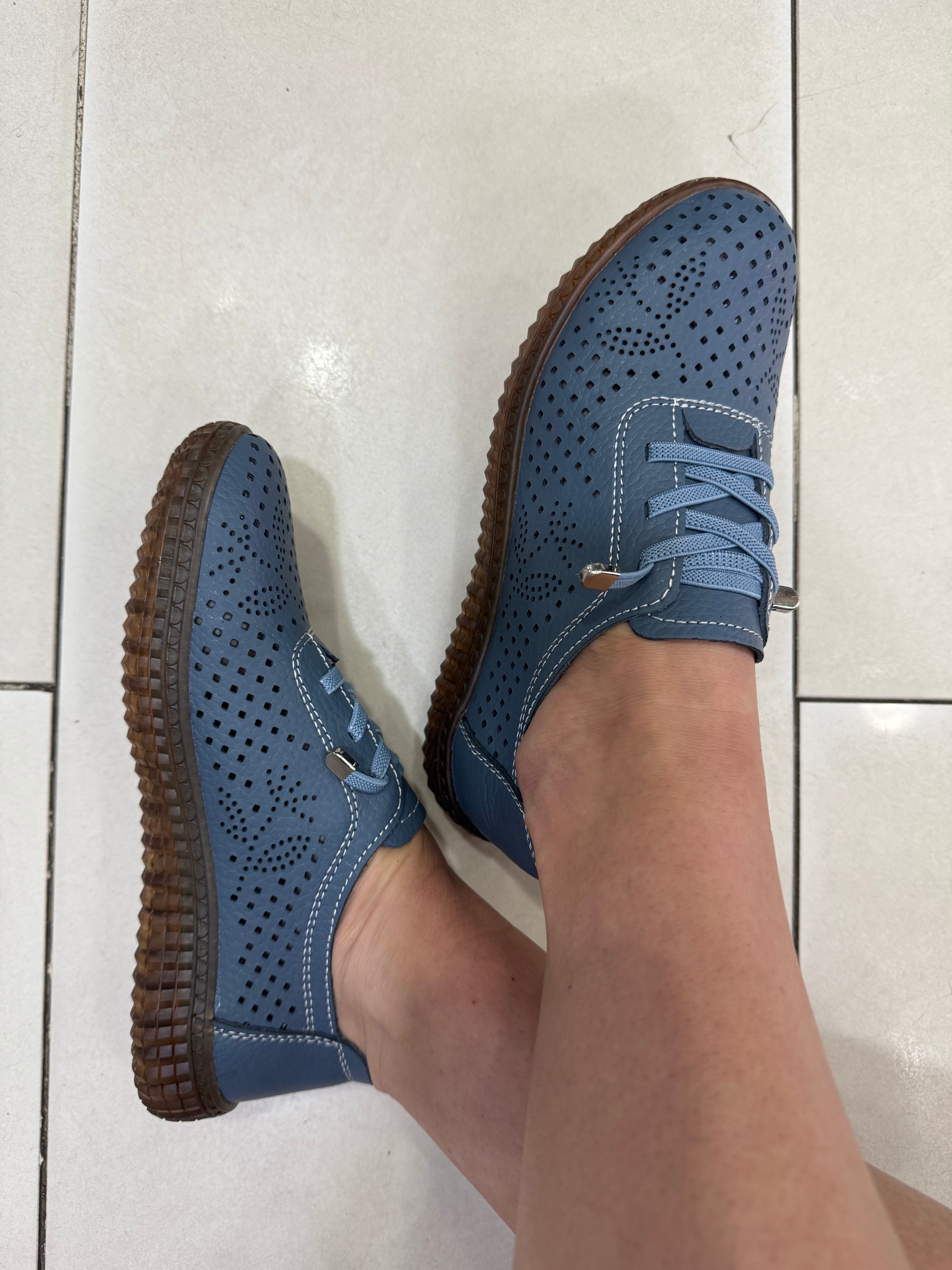 Basket cuir 5161 bleu