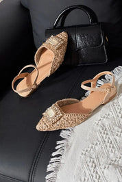 Ballerines Tressées Pointues avec Bride et Ornement – 333-303