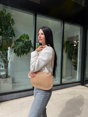Sac en cuir véritable à clous
