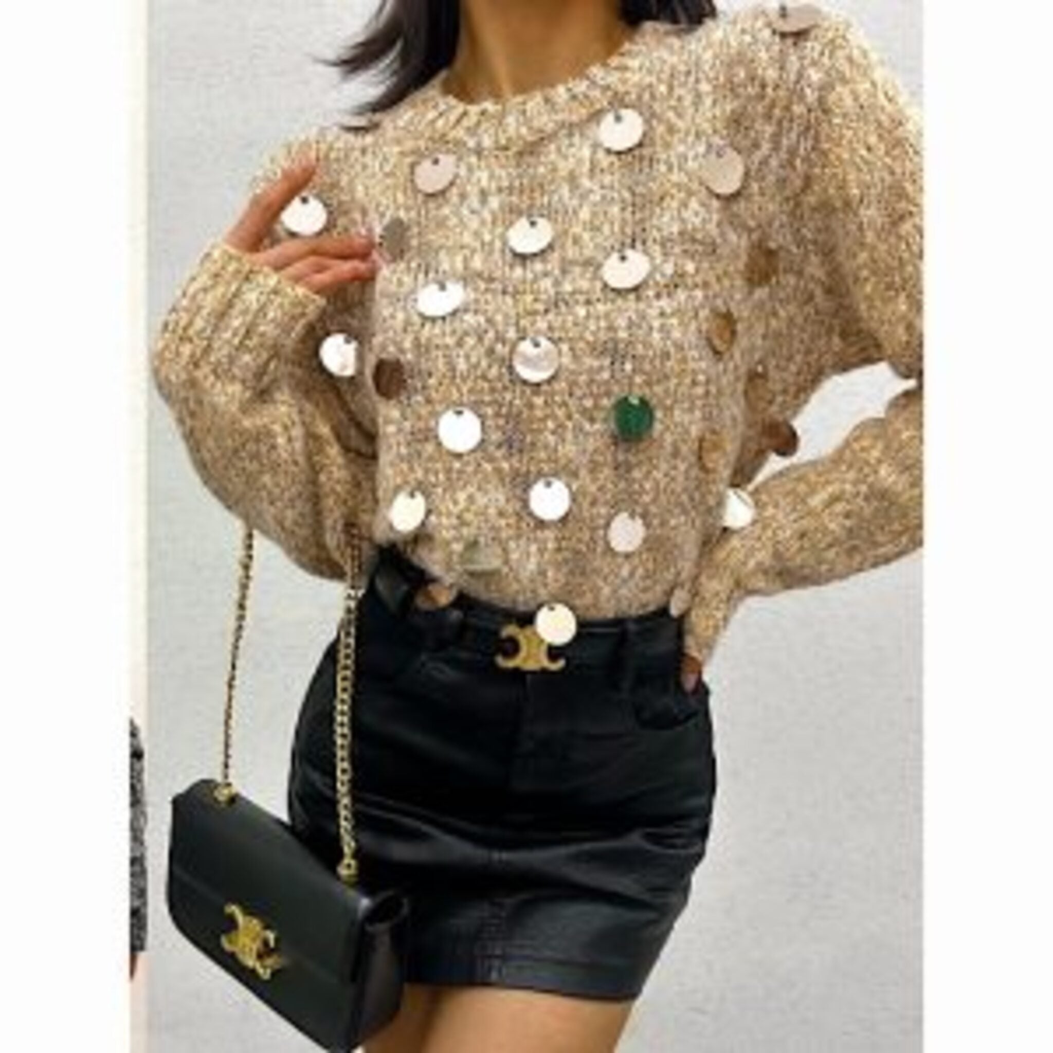 PULL DALHIA SEQUINS BEIGE