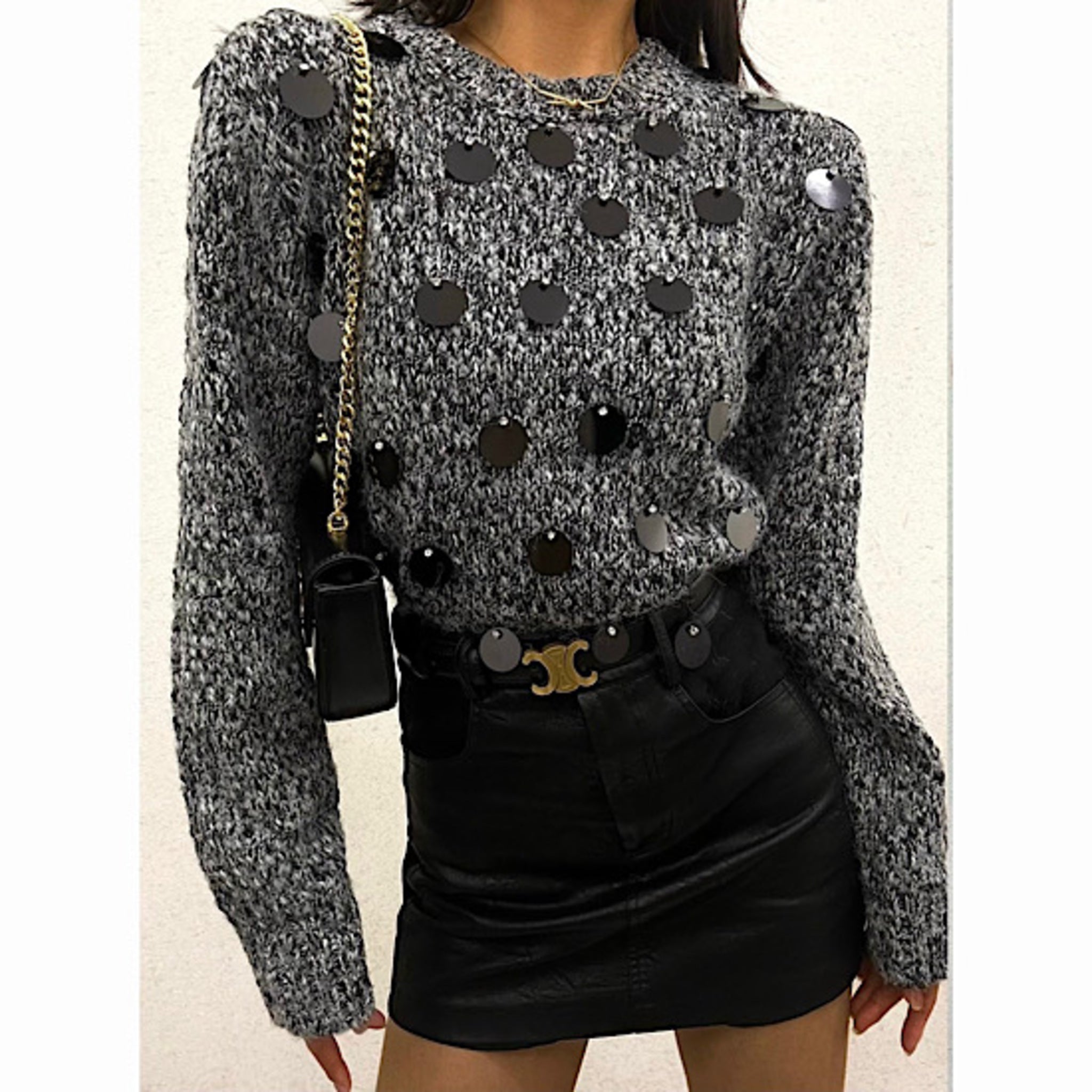 PULL DALHIA SEQUINS GRIS