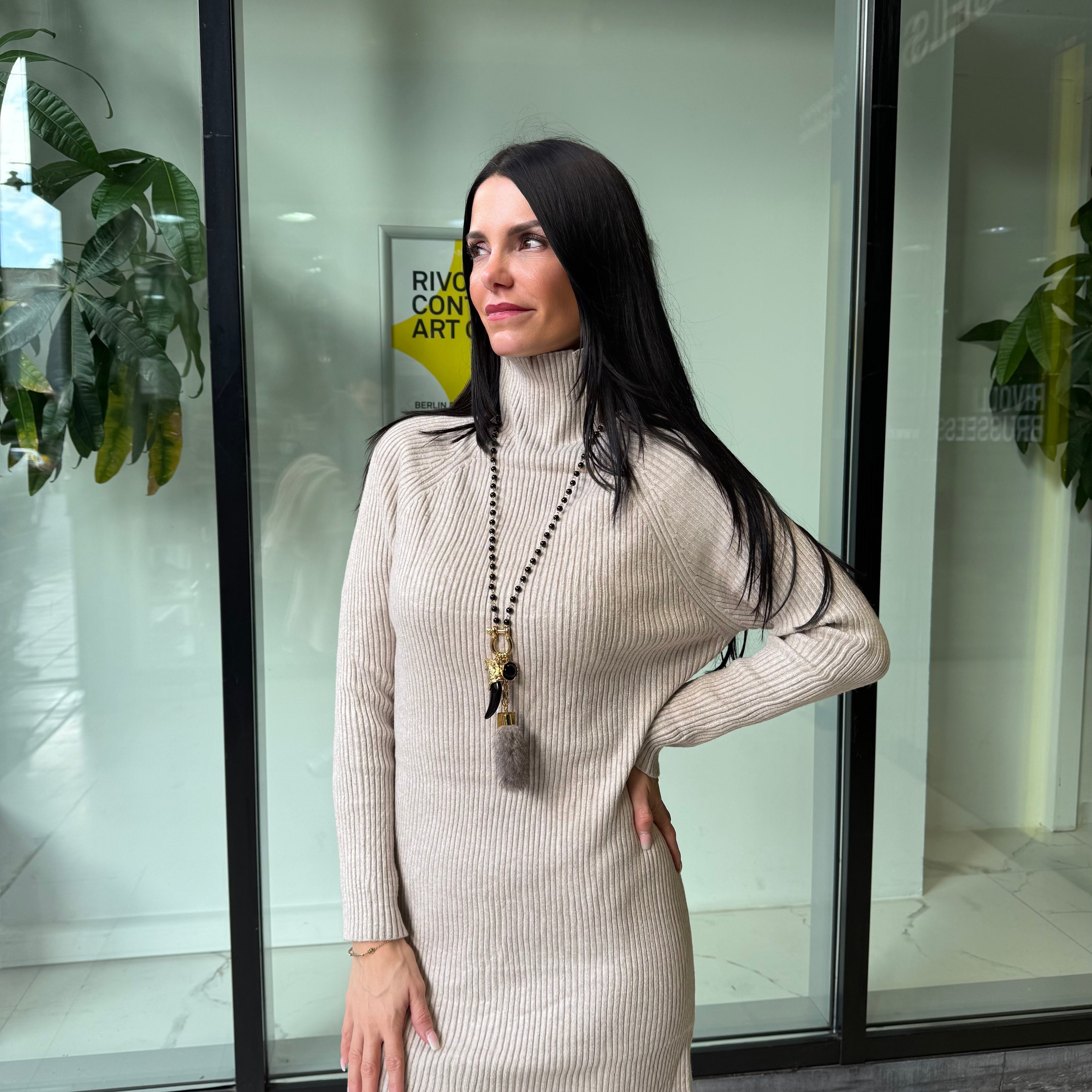 Robe boho chic beige Mocassino Belgique