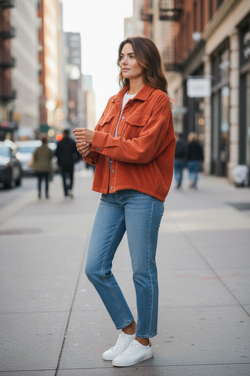 Veste velours - brique