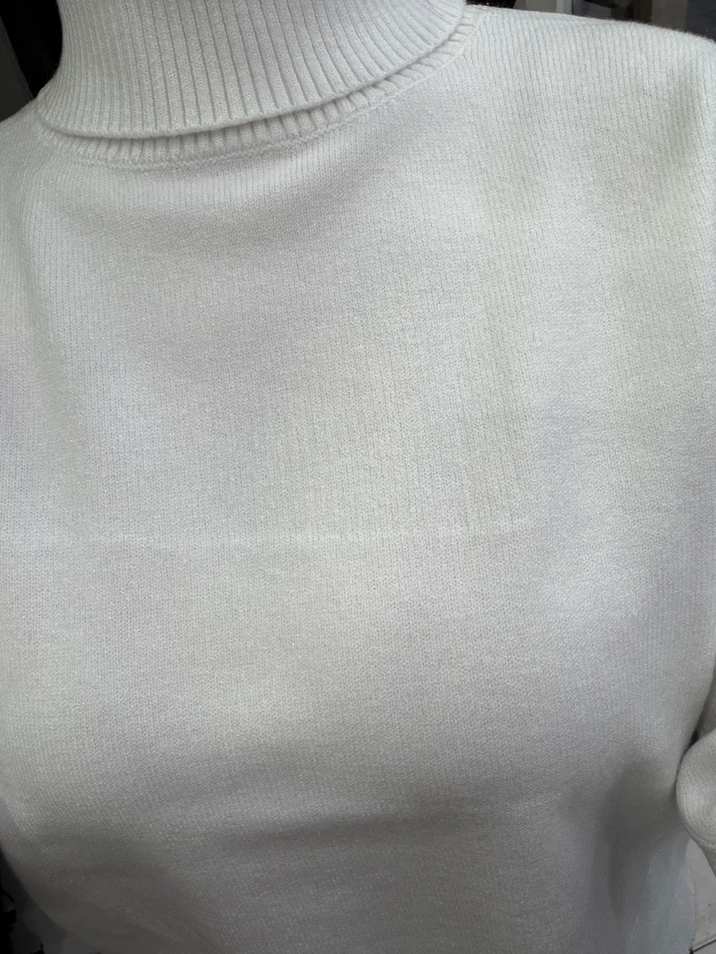 Col roulé lurex - blanc