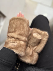 Gants fausse fourrure - taupe