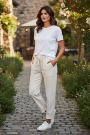 Pantalon Palermo rayé - beige