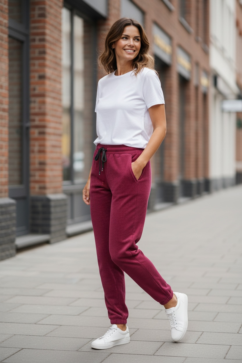 Pantalon velours côtelé - bordeaux
