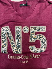 Pull Bordeaux N°5 Léopard