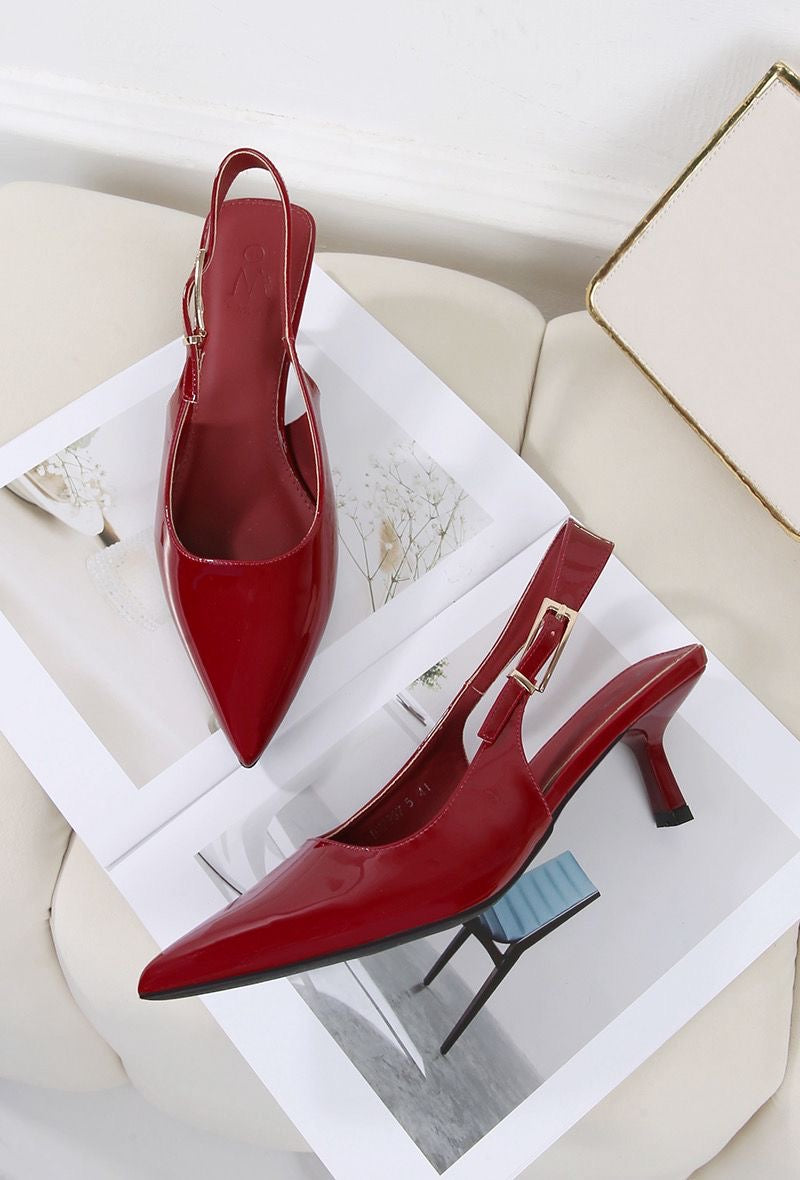 Escarpins Rouge Vernis à Bride