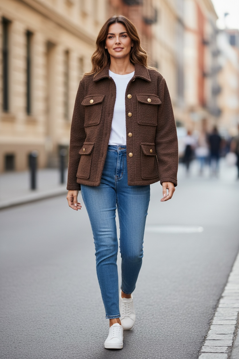 Veste bouclette - chocolat