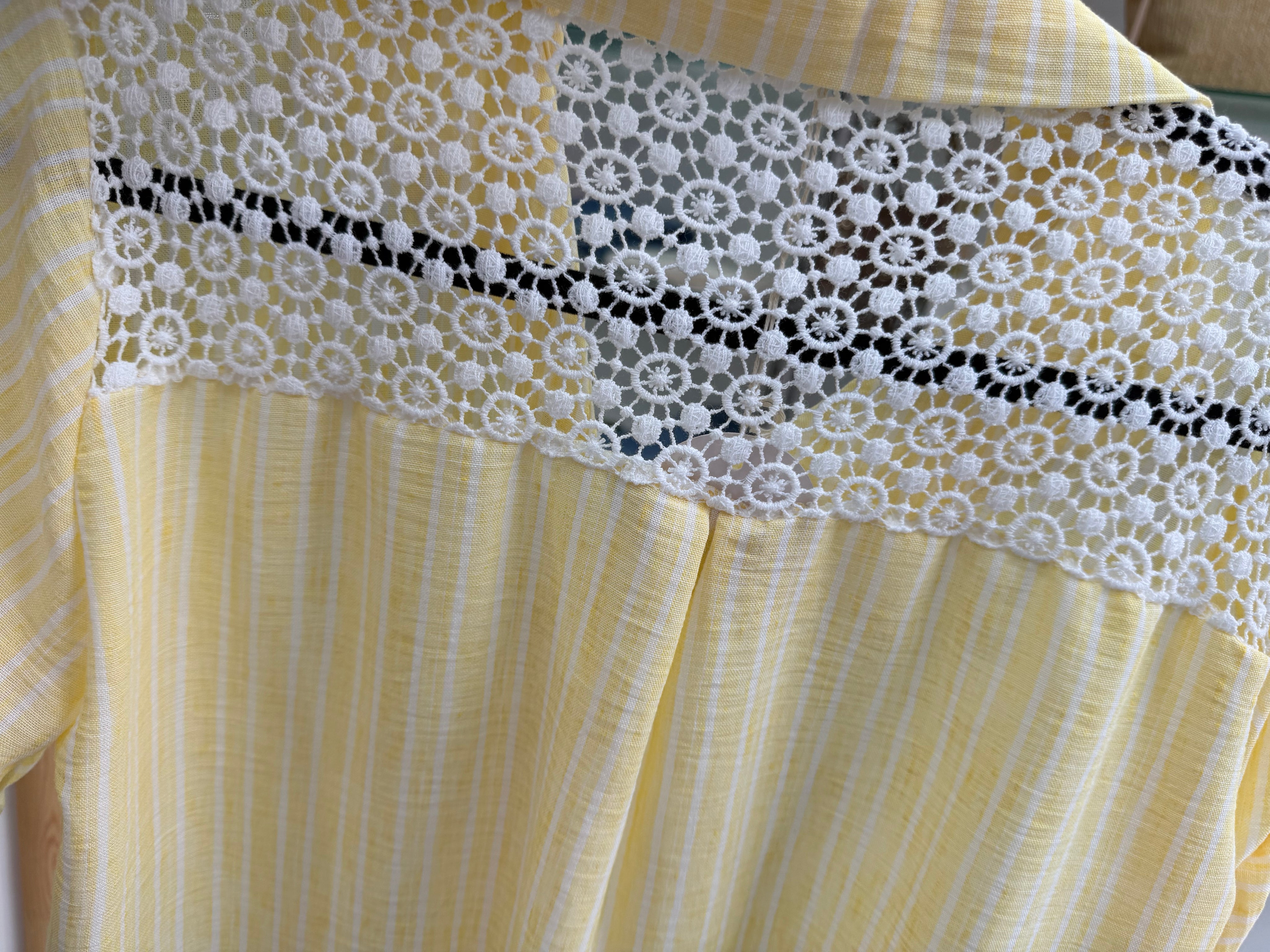 Chemise rayure dentelle - jaune