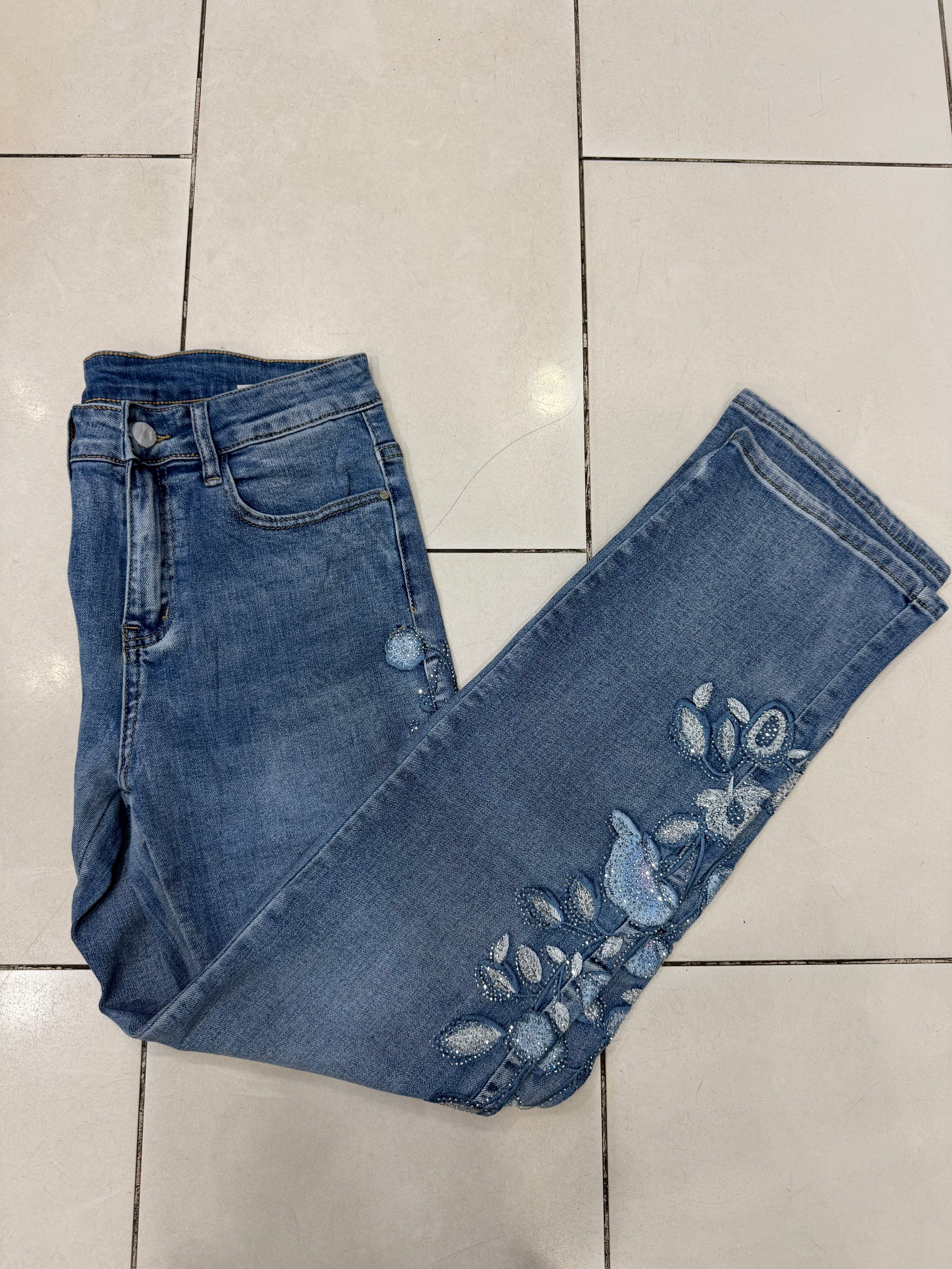 Jeans BLUE BLOSSOM - Strass Édition