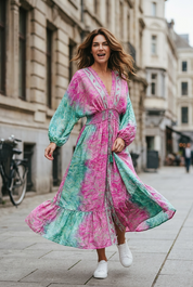 Robe Soléa - Fushia & turquoise