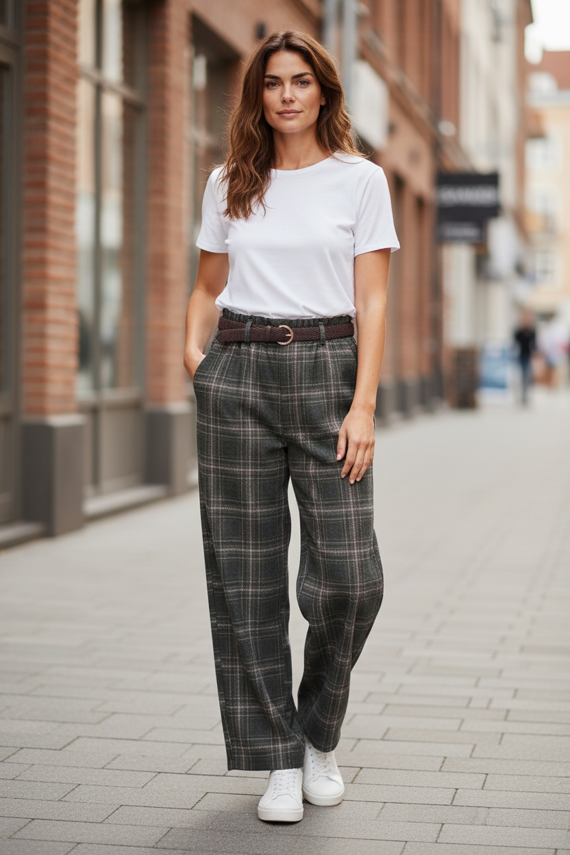 Pantalon à carreaux touché flanelle
