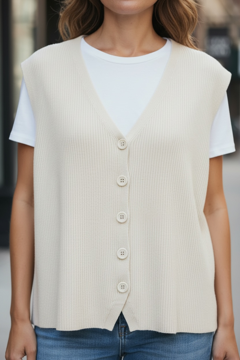 Gilet sans manches - crème