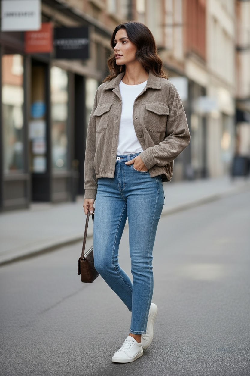 Veste velours - taupe