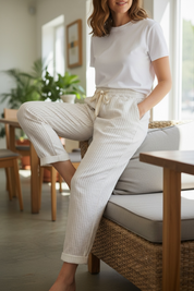 Pantalon Palermo rayé - beige