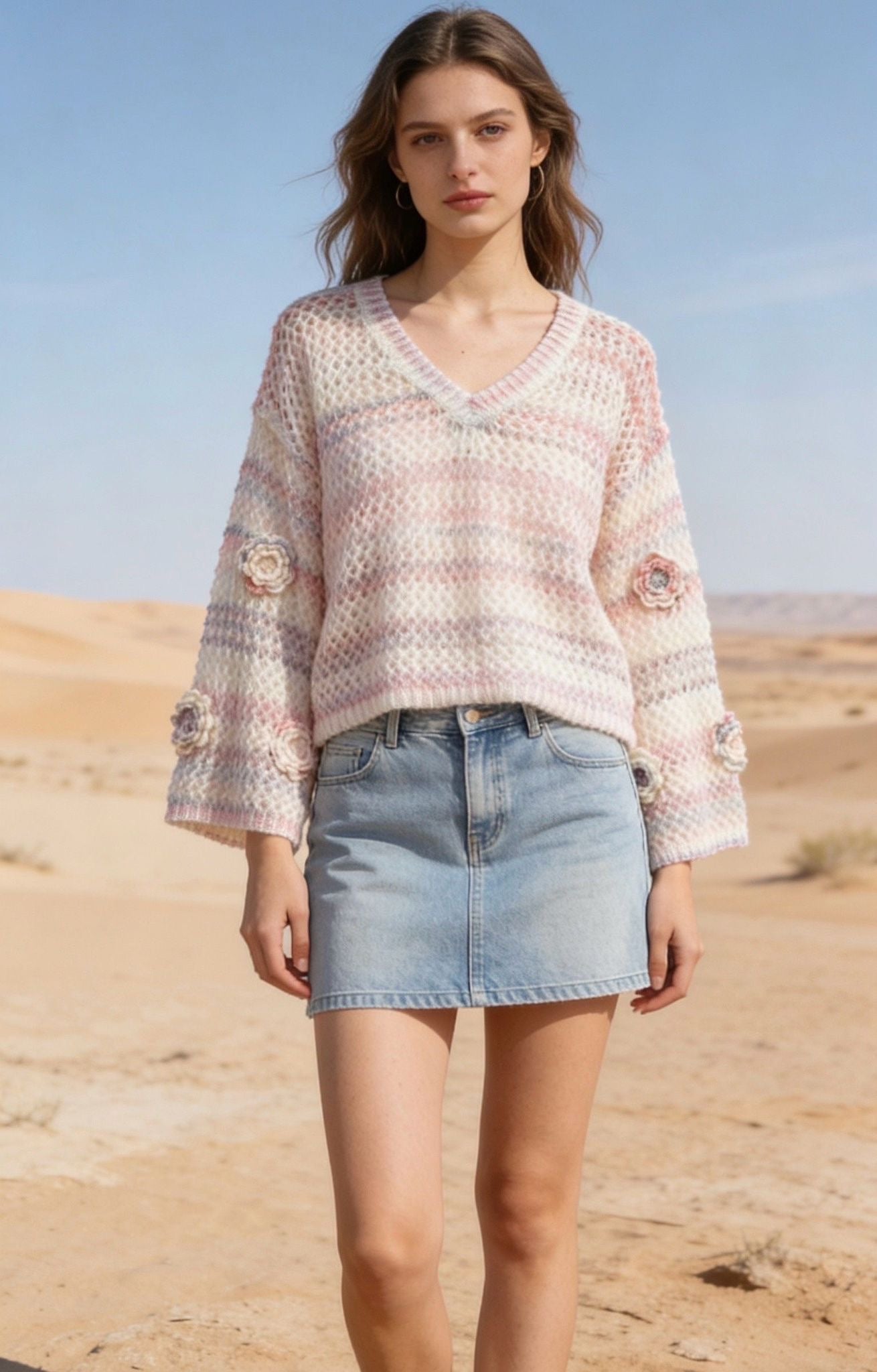 Pull Rosy crochet - blanc