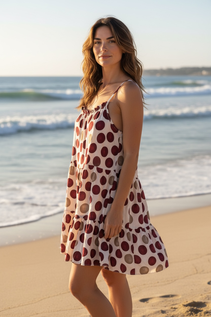 Robe à pois - bordeaux