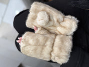 Gants fausse fourrure - Beige glacé