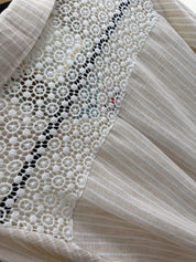 Chemise rayure dentelle - beige