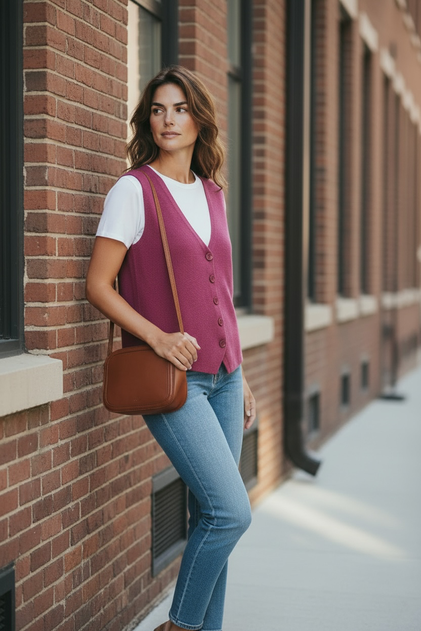 Gilet sans manches - framboise