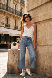 Jeans flare strass - bleu