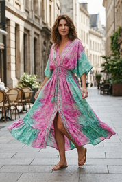 Robe Soléa - Fushia & turquoise
