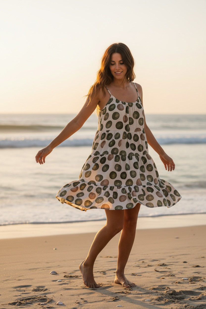 Robe à pois - kaki