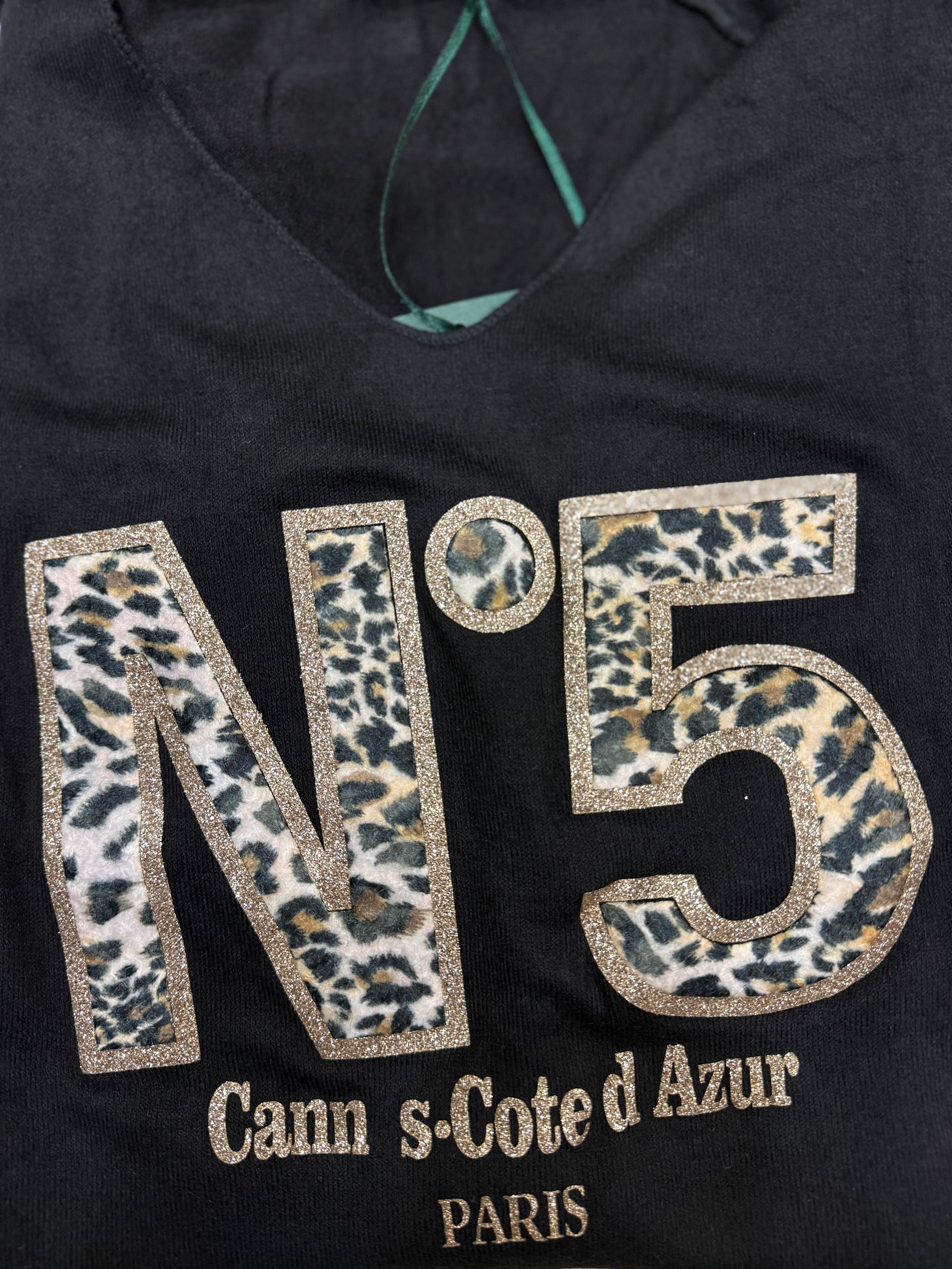 Pull Noir N°5 Léopard