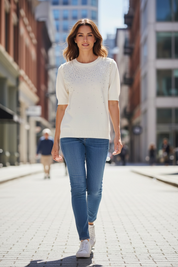 Pull strass & perles - blanc