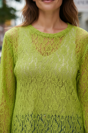 Blouse dentelle - anis