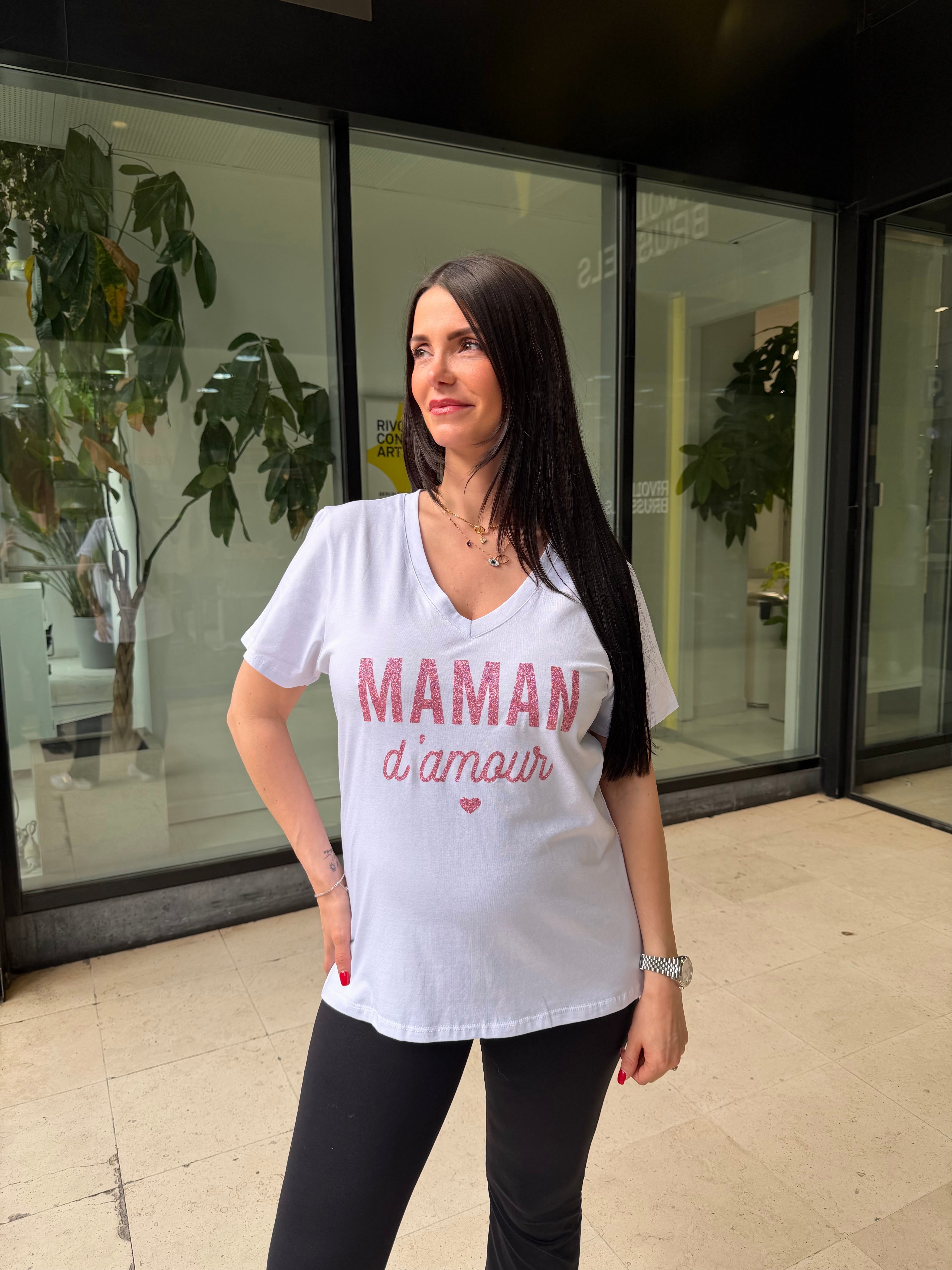 T-shirt « maman d’amour » rose