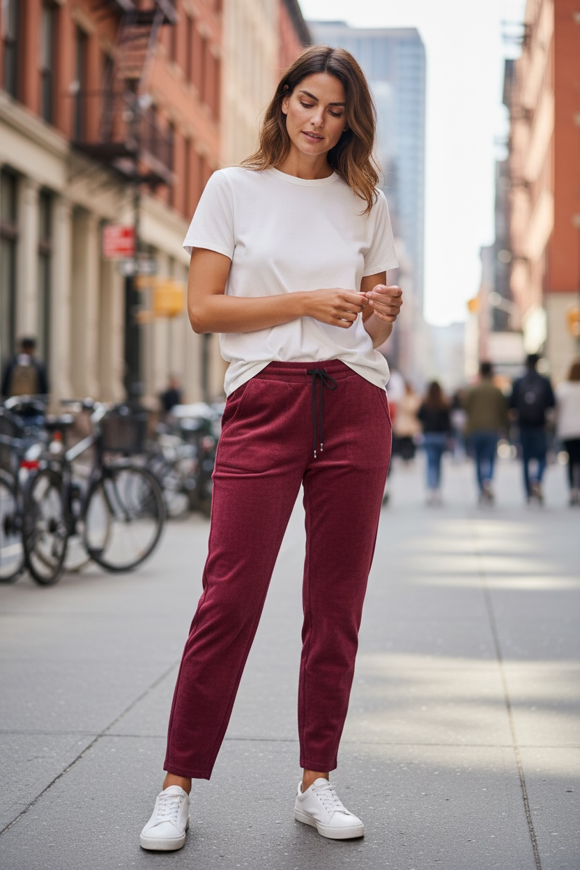 Pantalon velours côtelé - bordeaux