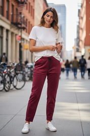 Pantalon velours côtelé - bordeaux
