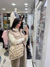 Sac tressé beige/doré