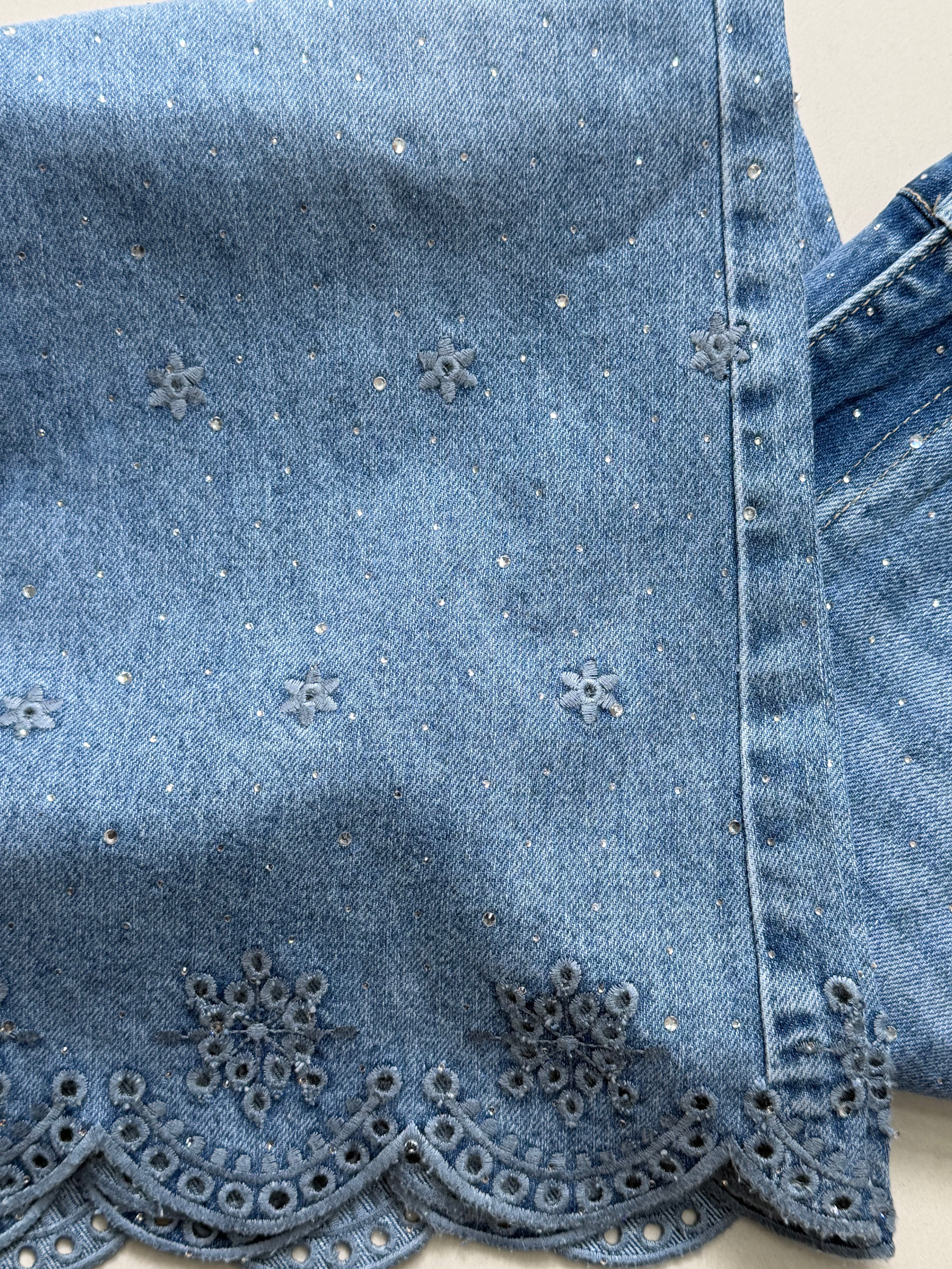 Jeans flare strass - bleu