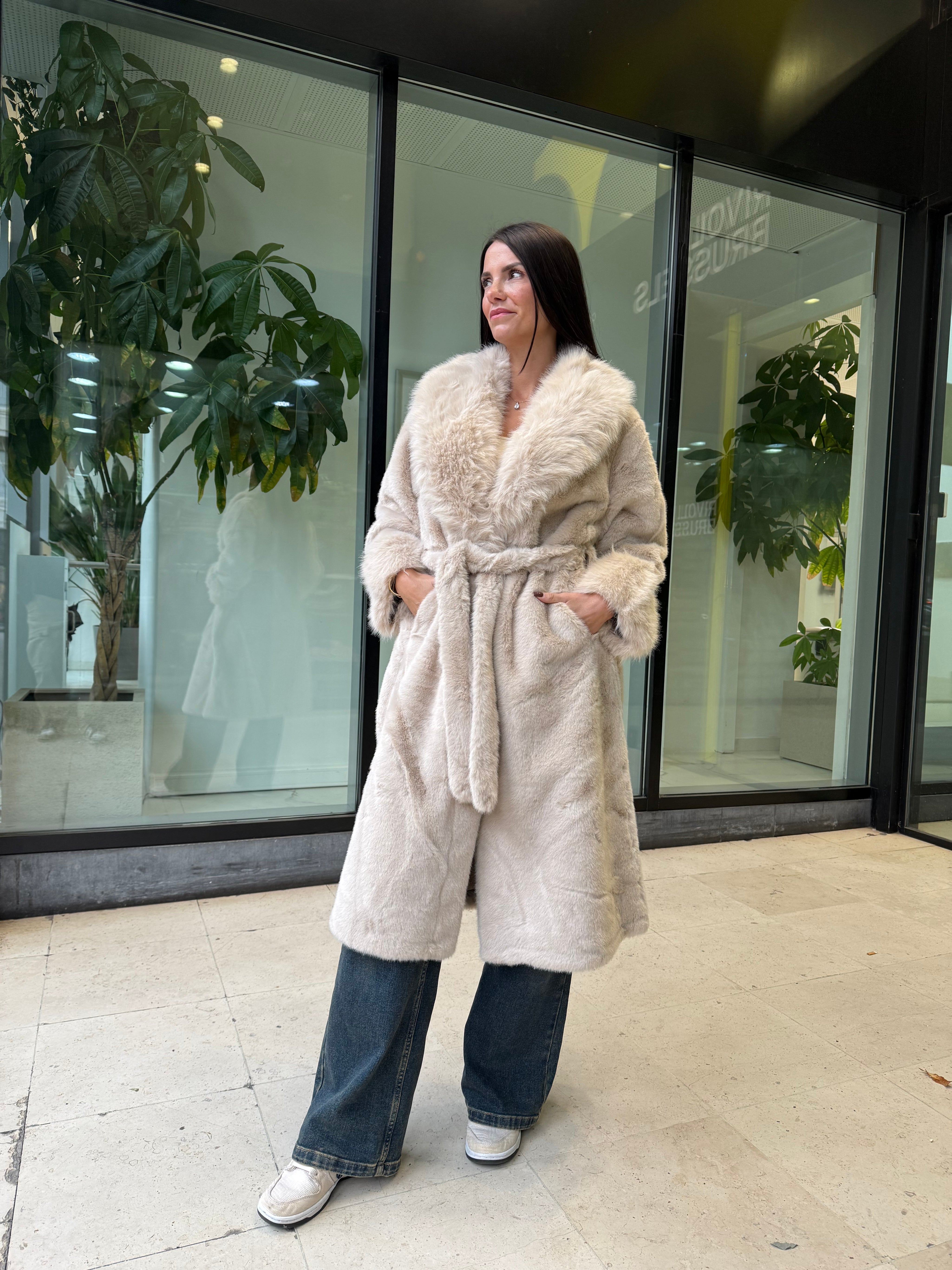 Manteau fausse fourrure Beige