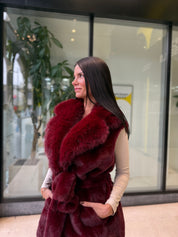 Veste sans manches fausse fourrure – Bordeaux