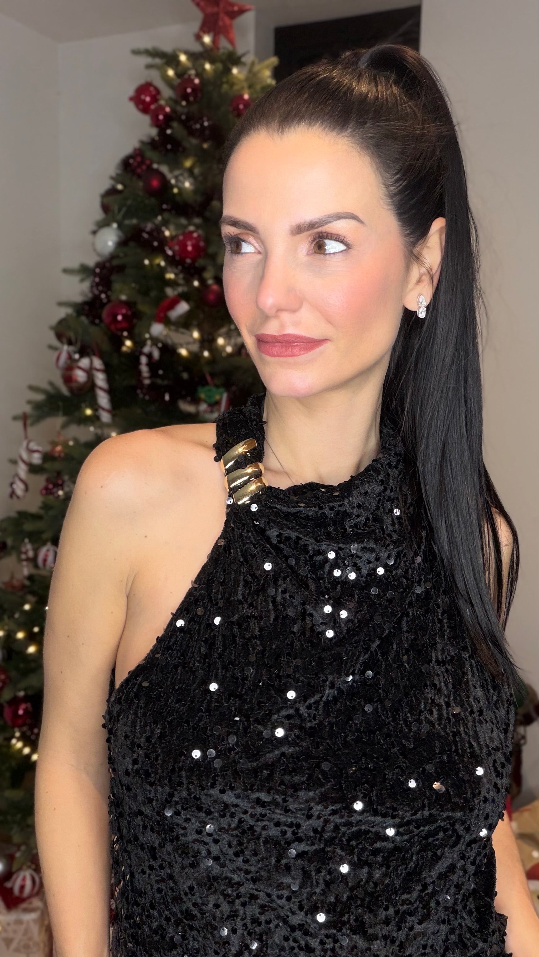 Top halter velours - noir