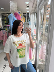 T-shirt matcha - blanc
