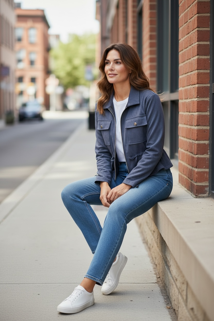 Veste en daim - marine