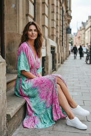 Robe Soléa - Fushia & turquoise