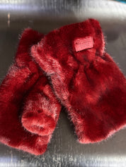 Gants fausse fourrure - bordeaux