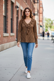 Blouse en dentelle - chocolat