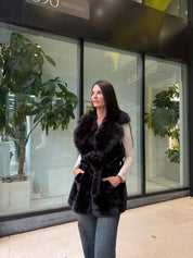 Veste sans manches fausse fourrure – Noir Intense