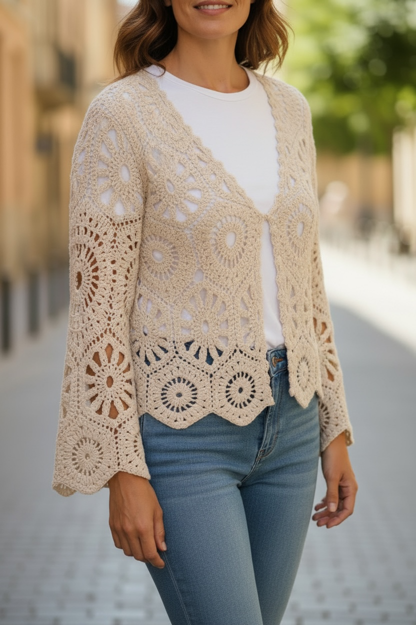 Gilet crochet - beige