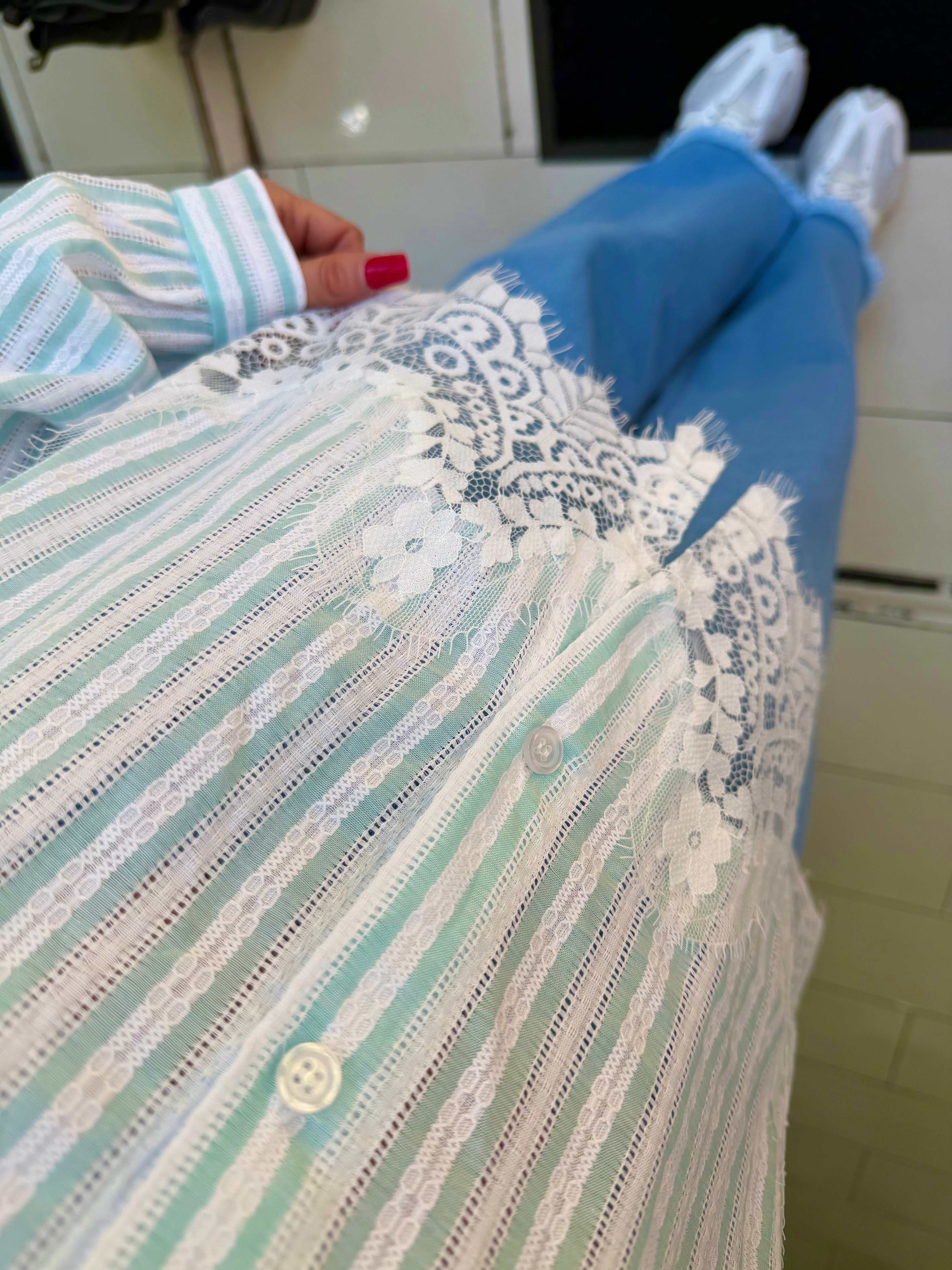 Chemise dentelle - vert