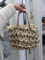 Sac tressé beige/doré