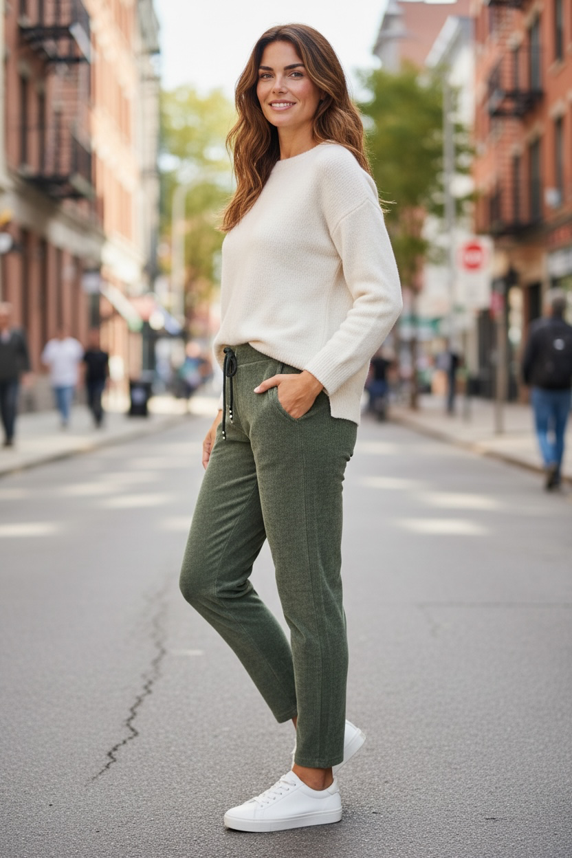 Pantalon velours côtelé - kaki